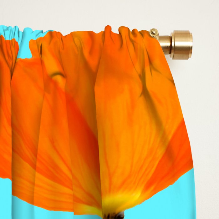 Poppies On A Turquoise Background #decor #society6 #buyart Window Curtain Gallery Image 2