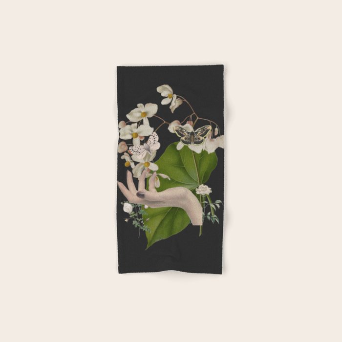 Minimal Collage/ Hand, Plants and Butterflies 6 Bath Towel Gallery Image 1