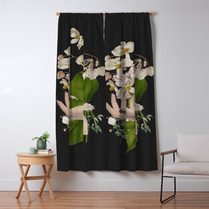 Minimal Collage/ Hand, Plants and Butterflies 6 Window Curtain Gallery Image 1