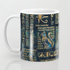 Egyptian hieroglyphs and deities -Abalone and gold Coffee Mug Gallery Image 3