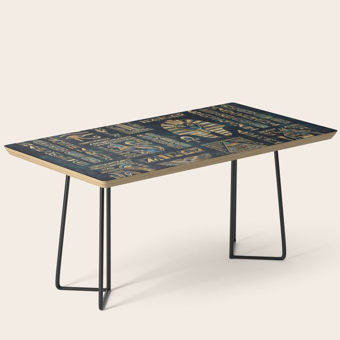 Egyptian hieroglyphs and deities -Abalone and gold Coffee Table Gallery Image 1
