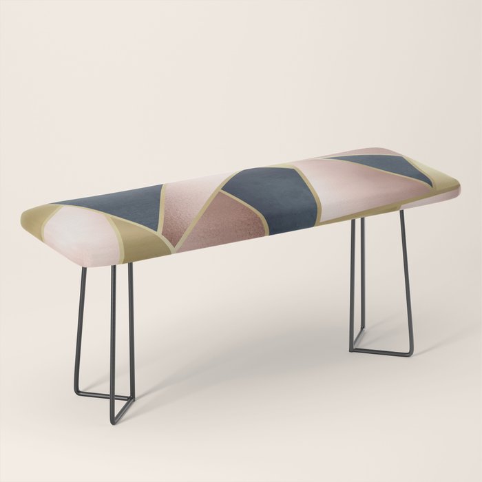 Geometric Art, Rose Gold, Pink and Navy Blue Modern  Bench Gallery Image 1