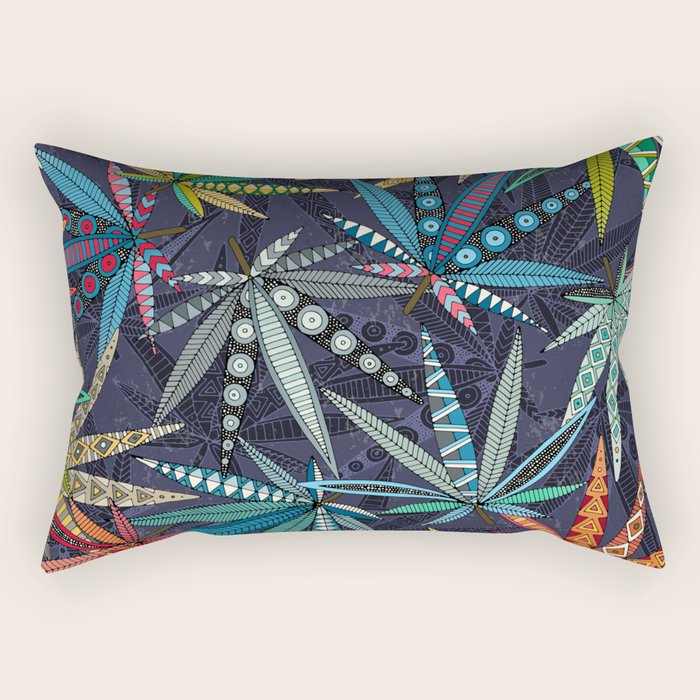 boho weed midnight Rectangular Pillow Gallery Image 1