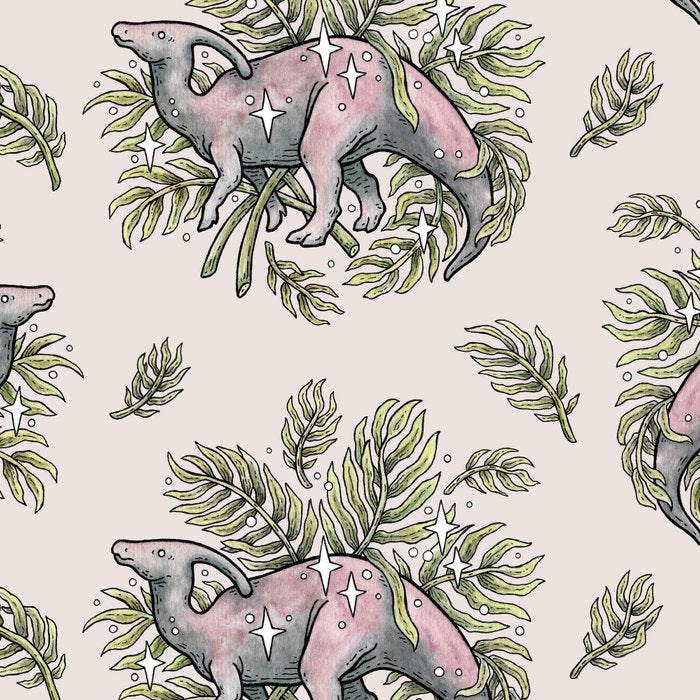 Parasaurolophus & Palms | Dinosaur Botanical Art Coffee Mug Gallery Image 2