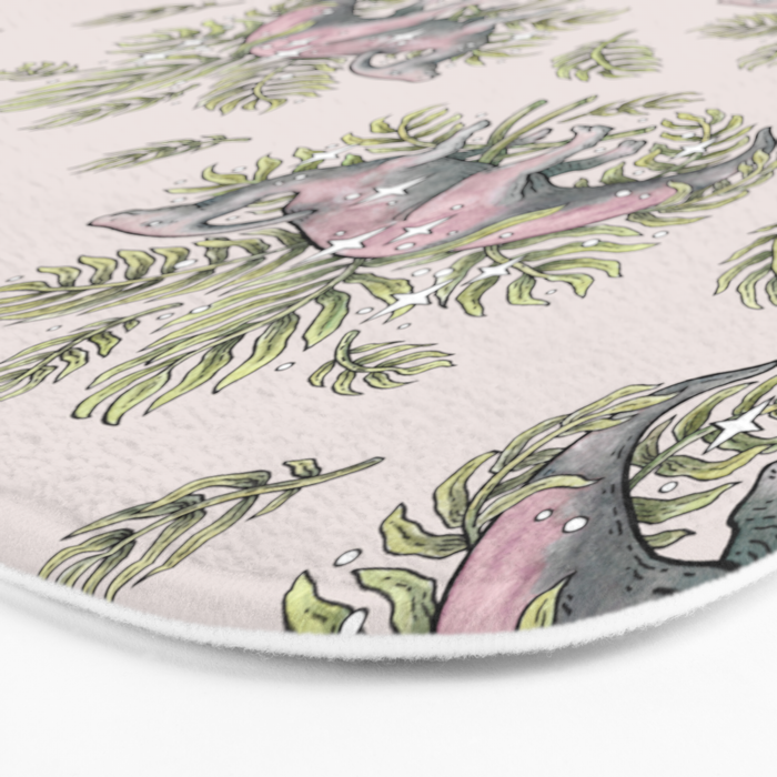 Parasaurolophus & Palms | Dinosaur Botanical Art Bath Mat Gallery Image 3