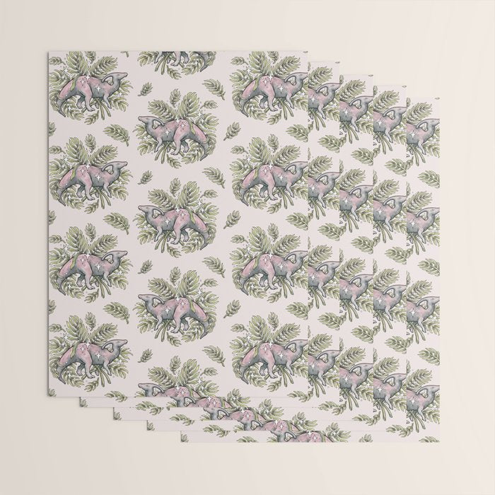 Parasaurolophus & Palms | Dinosaur Botanical Art Wrapping Paper Gallery Image 3