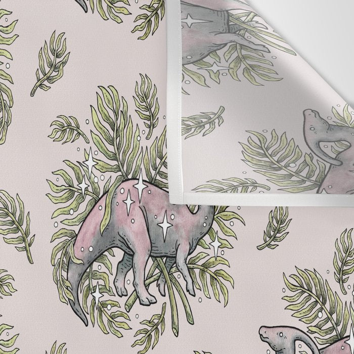Parasaurolophus & Palms | Dinosaur Botanical Art Wall Tapestry Gallery Image 3