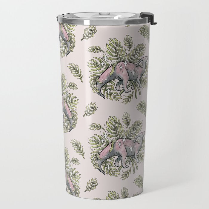 Parasaurolophus & Palms | Dinosaur Botanical Art Travel Mug Gallery Image 2