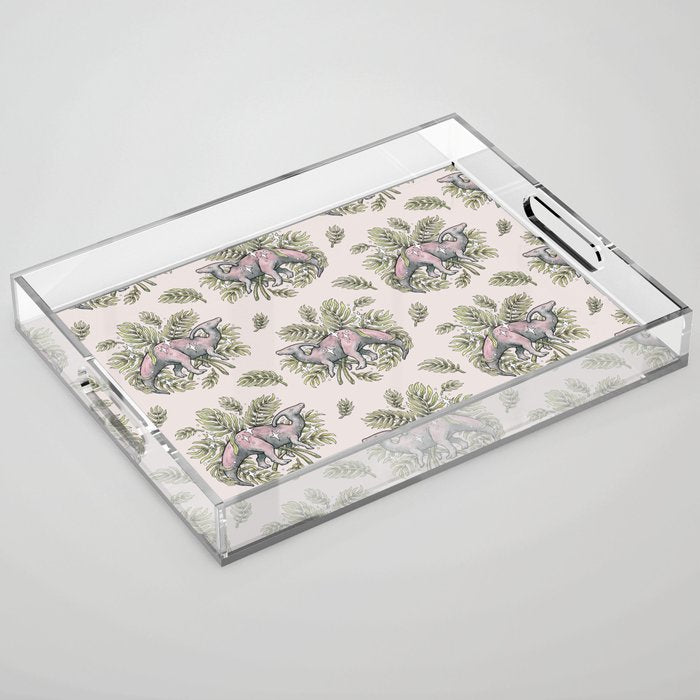 Parasaurolophus & Palms | Dinosaur Botanical Art Acrylic Tray Gallery Image 1