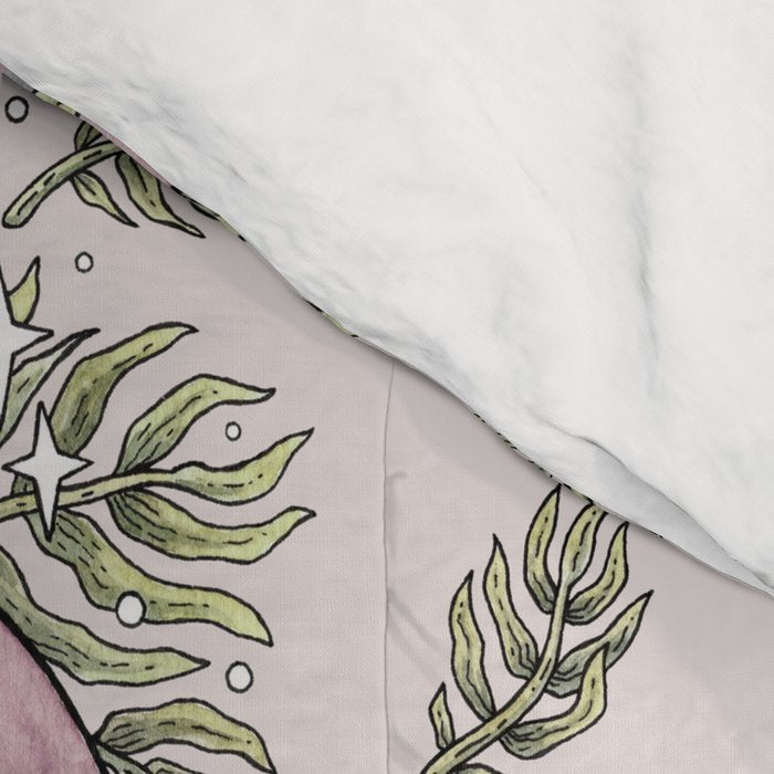Parasaurolophus & Palms | Dinosaur Botanical Art Comforter Gallery Image 4