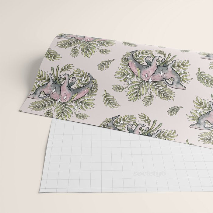Parasaurolophus & Palms | Dinosaur Botanical Art Wrapping Paper Gallery Image 2