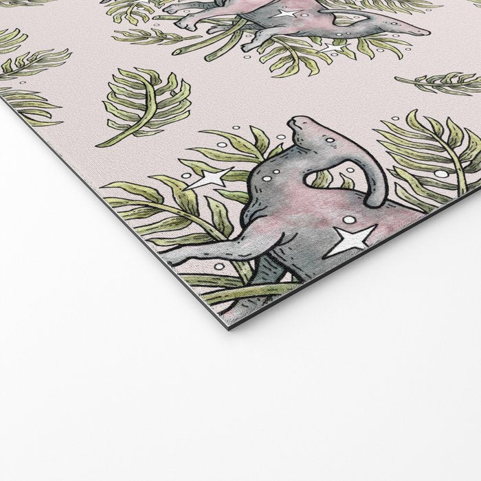 Parasaurolophus & Palms | Dinosaur Botanical Art Welcome Mat Gallery Image 2