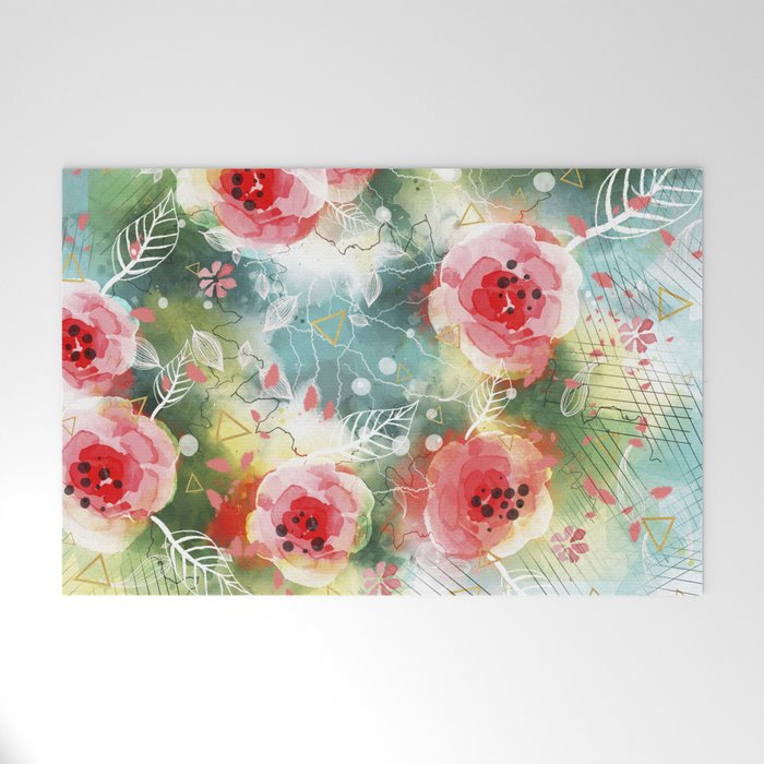 Abstract painting nature and geometric Welcome Mat Gallery Image 1