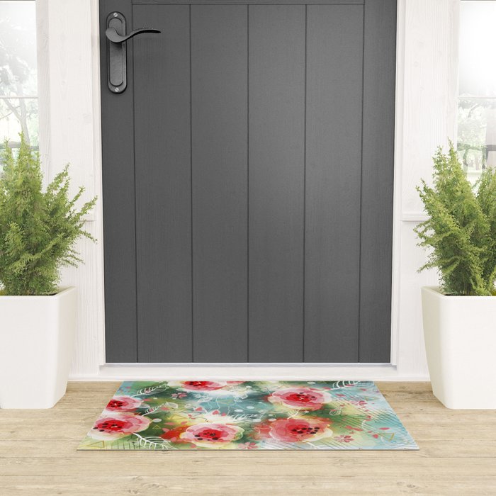 Abstract painting nature and geometric Welcome Mat Gallery Image 3