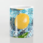 Juicy Lemons on Blue Moroccan Tiles Coffee Mug Gallery Image 4