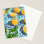 Juicy Lemons on Blue Moroccan Tiles Stationery Card Gallery Image 2