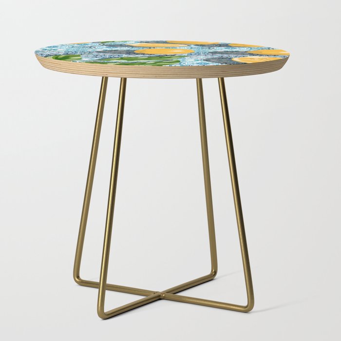 Juicy Lemons on Blue Moroccan Tiles Side Table Gallery Image 1