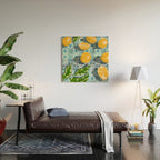 Juicy Lemons on Blue Moroccan Tiles Wood Wall Art Gallery Image 2
