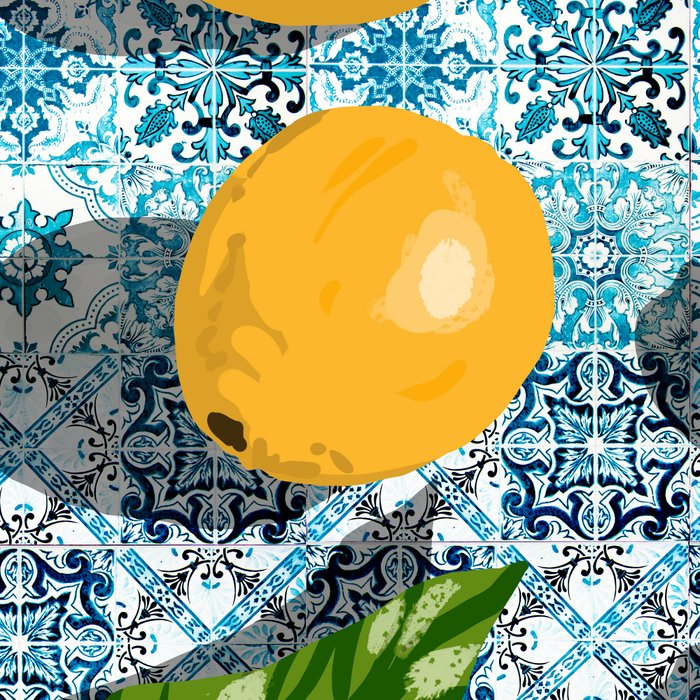 Juicy Lemons on Blue Moroccan Tiles Coffee Mug Gallery Image 2