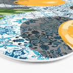 Juicy Lemons on Blue Moroccan Tiles Bath Mat Gallery Image 3