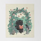 A Quiet Summer Spot (Monster Book Lover) Throw Blanket Gallery Image 2