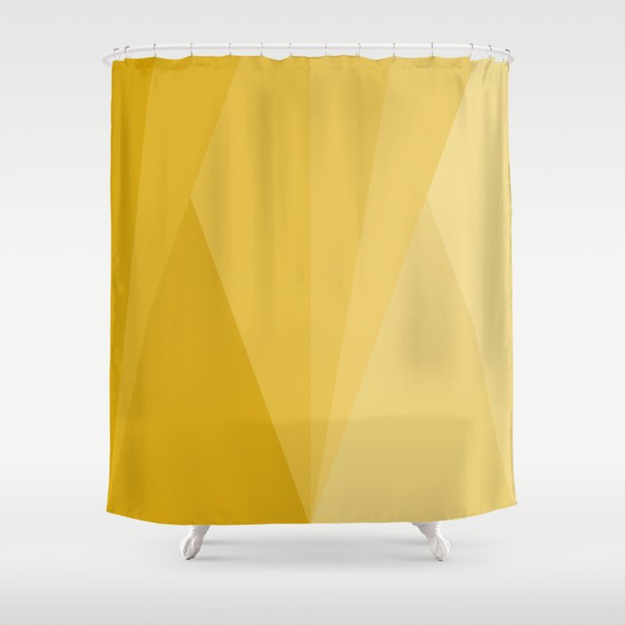 Geometric Triangles VIII Golden Yellow Shower Curtain Gallery Image 1
