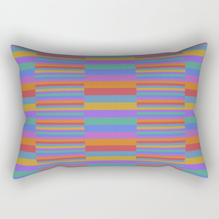 Mixed Stripes Pattern II Primary Rainbow Rectangular Pillow Gallery Image 1