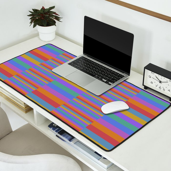 Mixed Stripes Pattern II Primary Rainbow Desk Mat Gallery Image 2