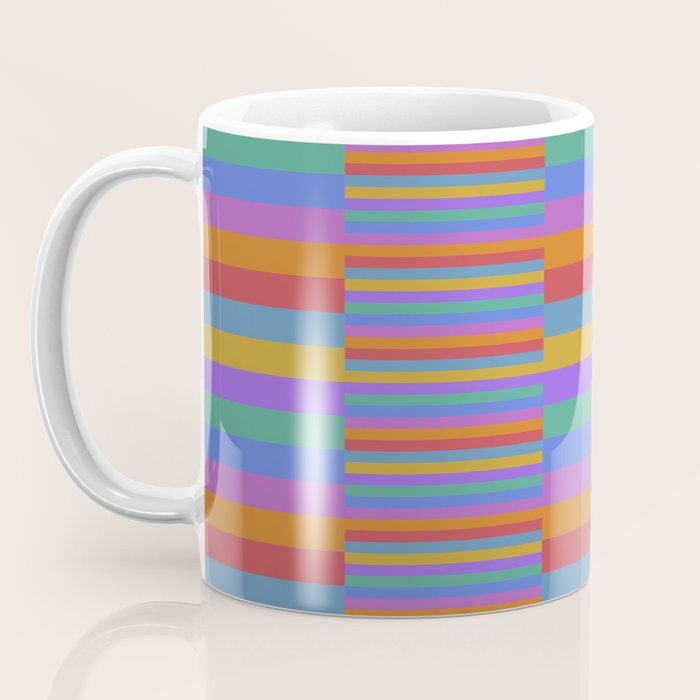 Mixed Stripes Pattern II Primary Rainbow Coffee Mug Gallery Image 3