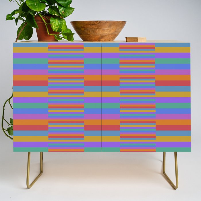 Mixed Stripes Pattern II Primary Rainbow Credenza Gallery Image 1