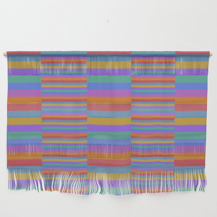Mixed Stripes Pattern II Primary Rainbow Wall Hanging Gallery Image 1