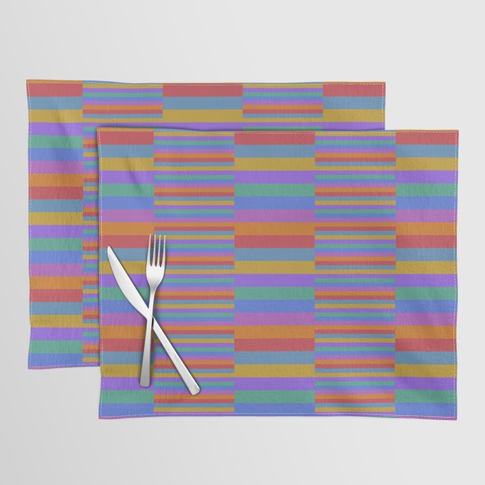 Mixed Stripes Pattern II Primary Rainbow Placemat Gallery Image 1