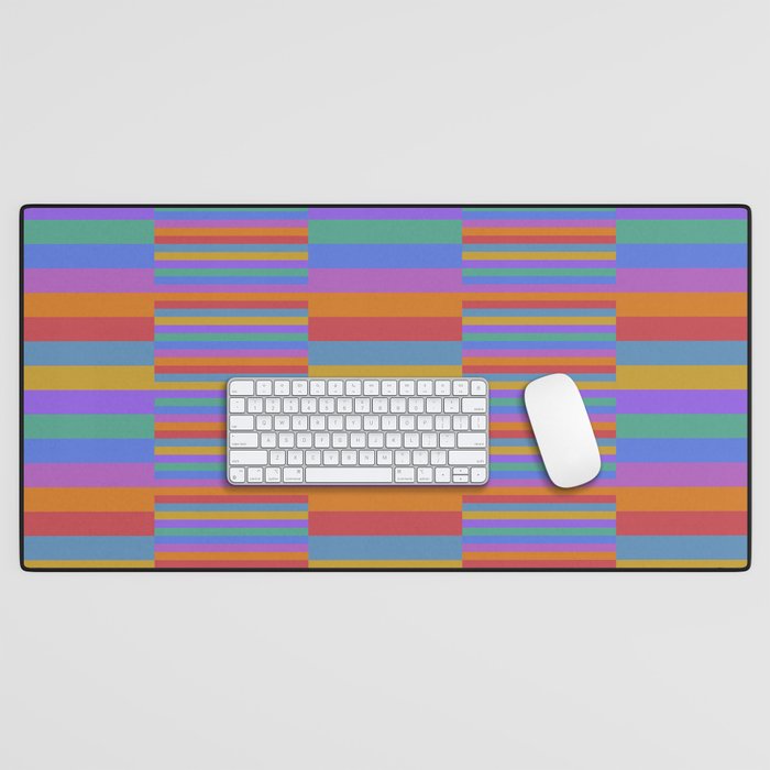Mixed Stripes Pattern II Primary Rainbow Desk Mat Gallery Image 1
