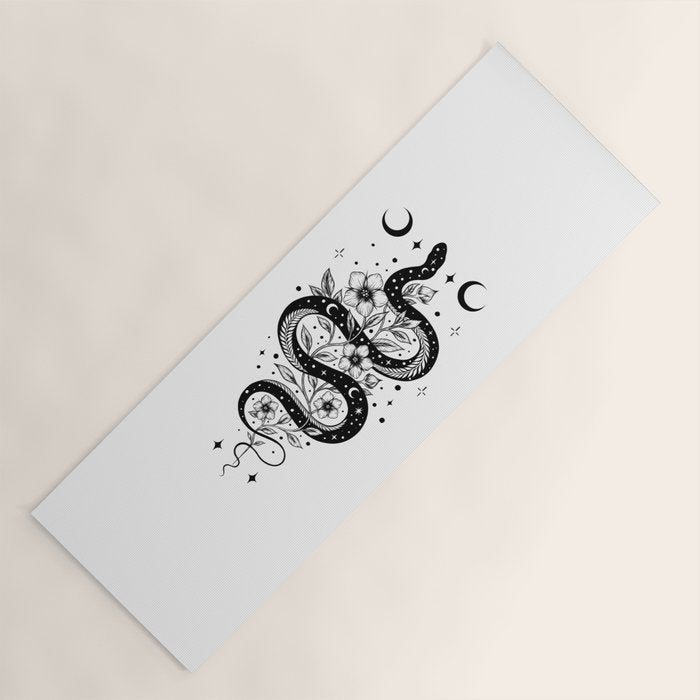 Serpent Spell -Black and White Yoga Mat Gallery Image 1