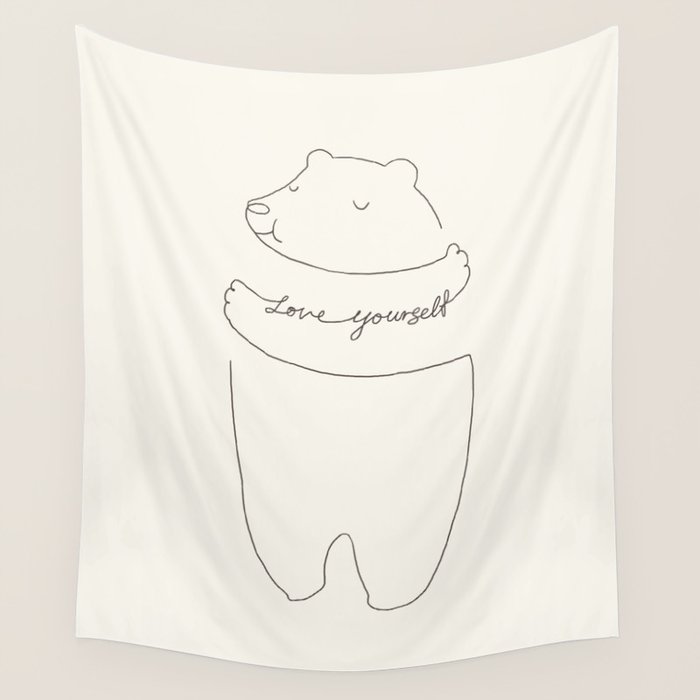 Love Yourself Bear Wall Tapestry Gallery Image 1