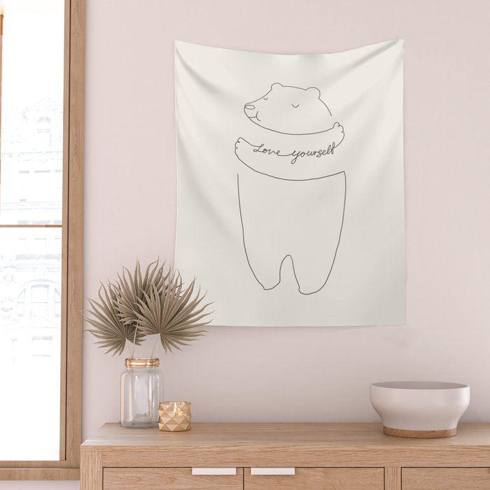 Love Yourself Bear Wall Tapestry Gallery Image 2