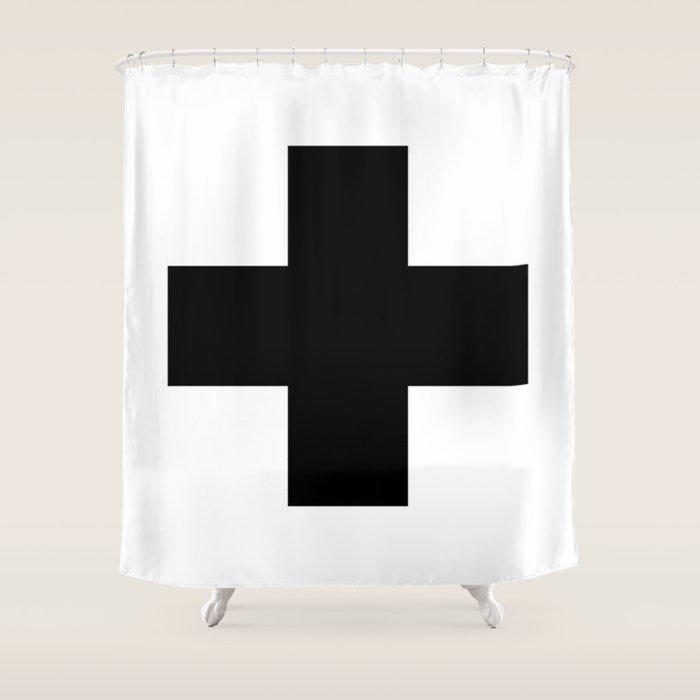 Black Swiss Cross  Shower Curtain Gallery Image 1