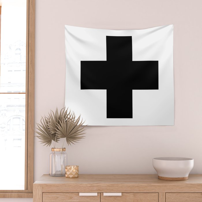 Black Swiss Cross  Wall Tapestry Gallery Image 2