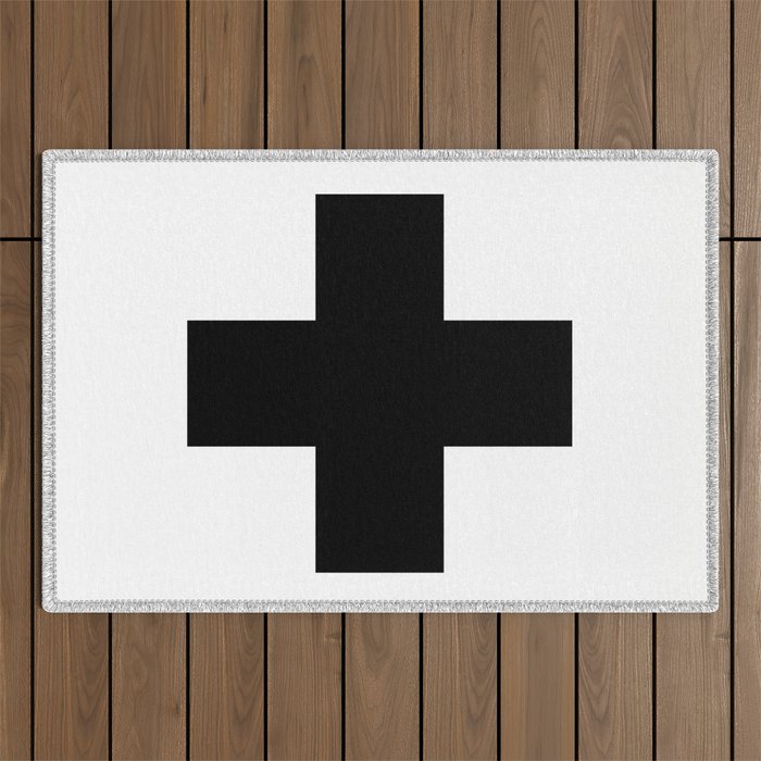 Black Swiss Cross  Outdoor Rug Gallery Image 1