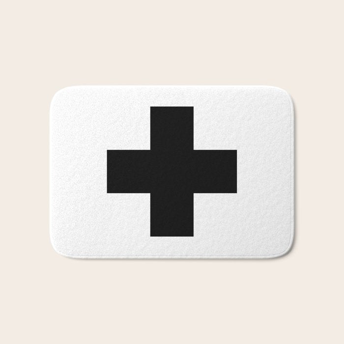 Black Swiss Cross  Bath Mat Gallery Image 1