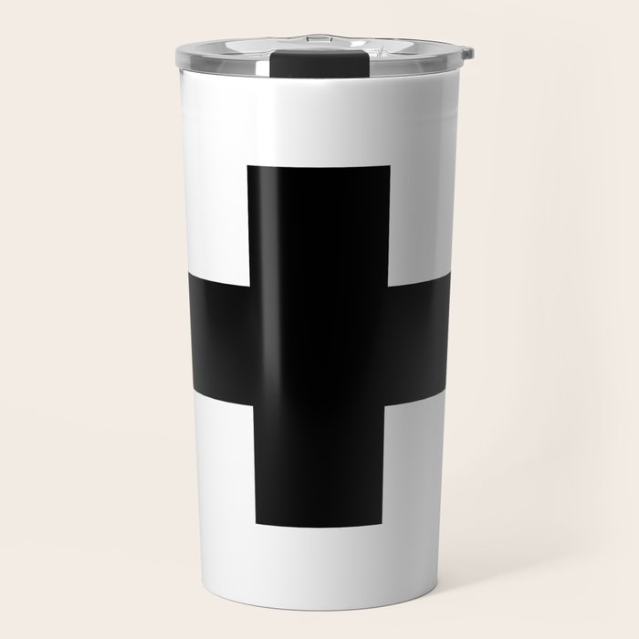 Black Swiss Cross  Travel Mug Gallery Image 1