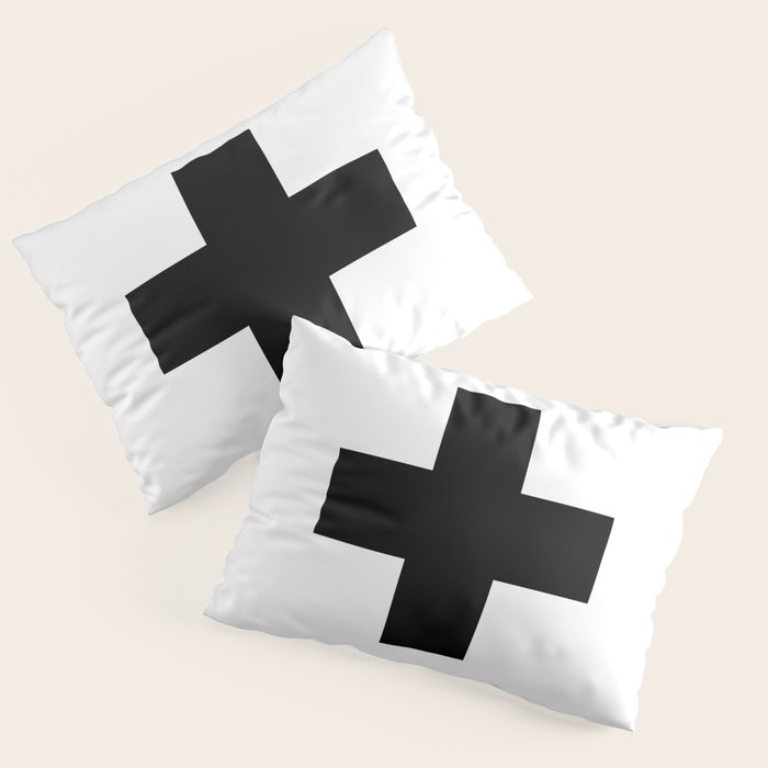 Black Swiss Cross  Pillow Sham Gallery Image 1