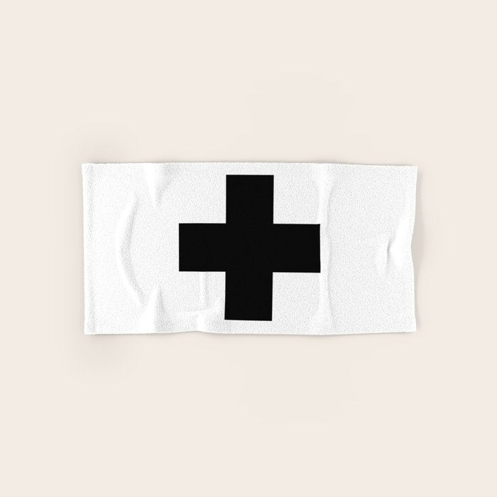 Black Swiss Cross  Bath Towel Gallery Image 1