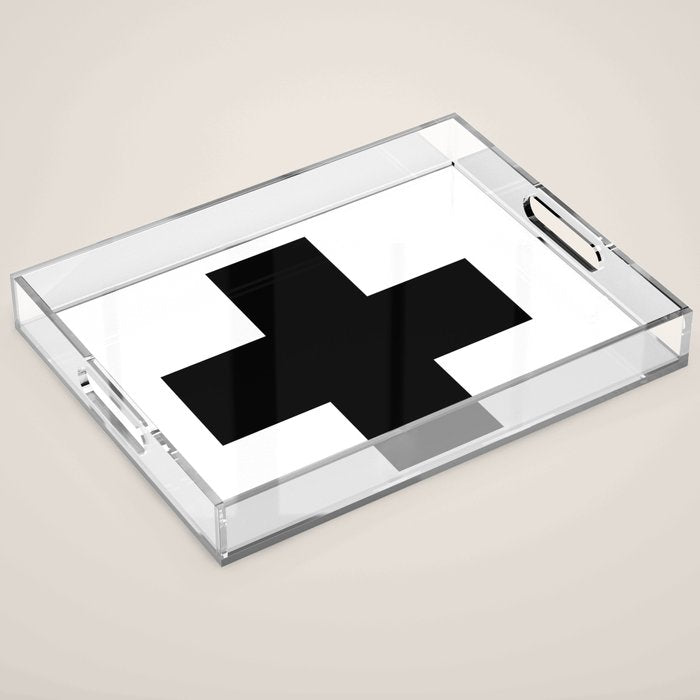 Black Swiss Cross  Acrylic Tray Gallery Image 1