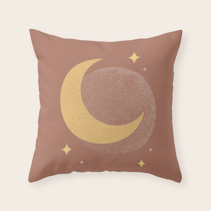 Moon Sparkle Gold - Celestial Throw Pillow Gallery Image 6