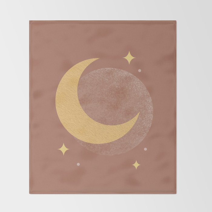 Moon Sparkle Gold - Celestial Throw Blanket Gallery Image 2