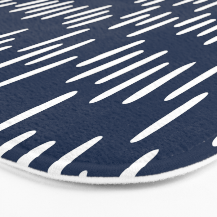Boho Raindrops in Navy Blue Bath Mat Gallery Image 3