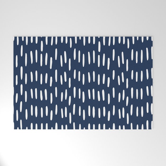 Boho Raindrops in Navy Blue Welcome Mat Gallery Image 1