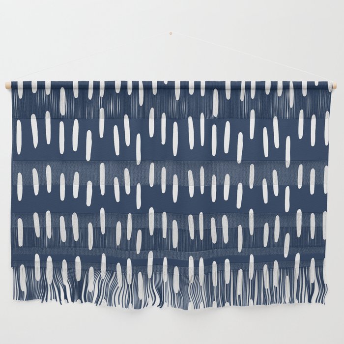 Boho Raindrops in Navy Blue Wall Hanging Gallery Image 1
