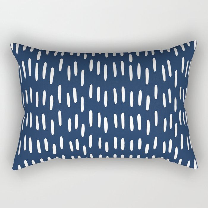 Boho Raindrops in Navy Blue Rectangular Pillow Gallery Image 2